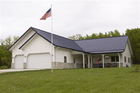 white ranch house with metal roof|morton pole barn homes.